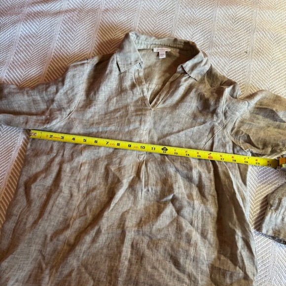 J. Jill Love Linen Tunic Top Womens Small Petite Brown 100% Linen V-Neck Blouse - Picture 8 of 8